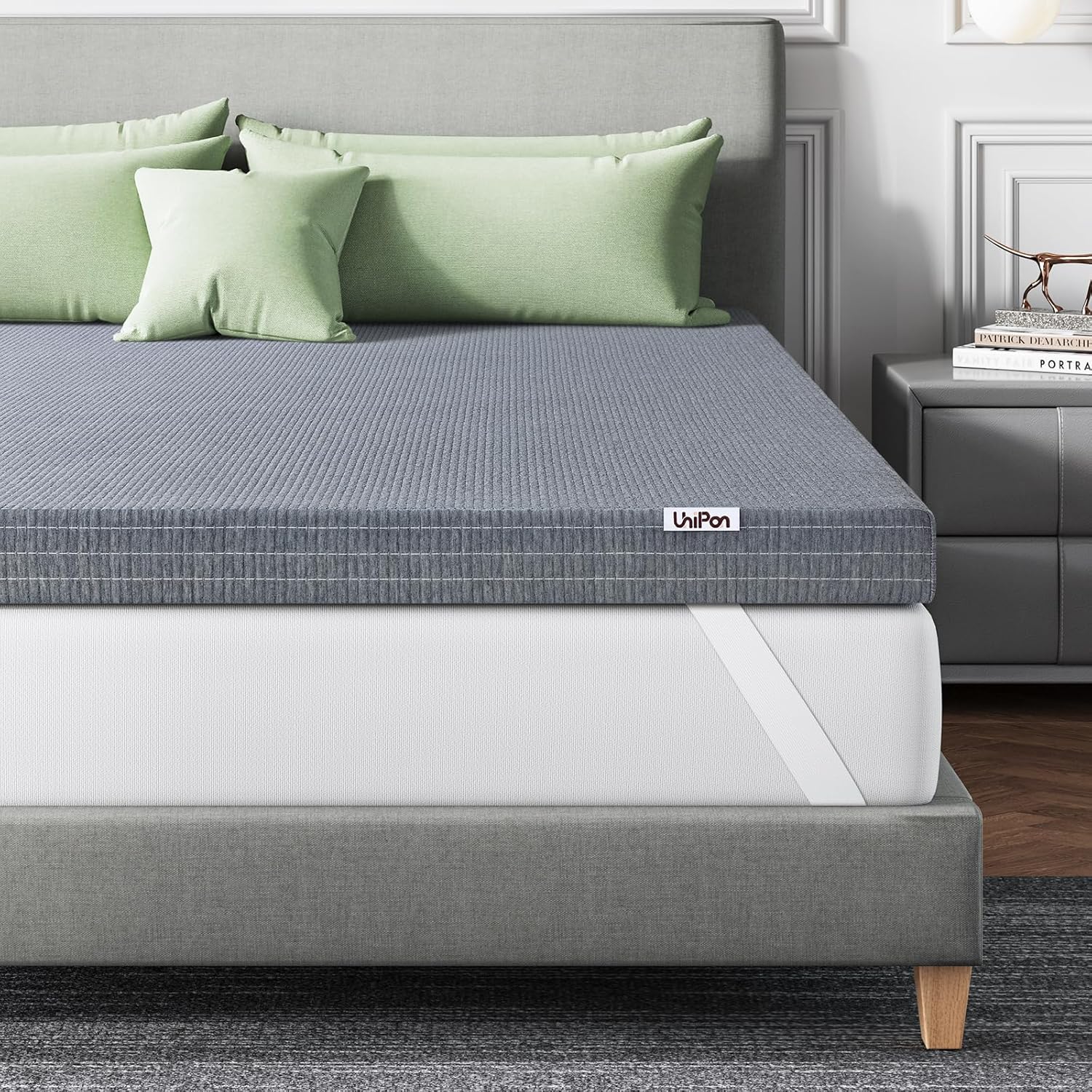 3 Inch Extra Firm Queen Mattress Topper with Cooling Gel & Bamboo Charcoal, Extra Firm Queen Memory Foam Mattress Topper for Pain Pressure Relief