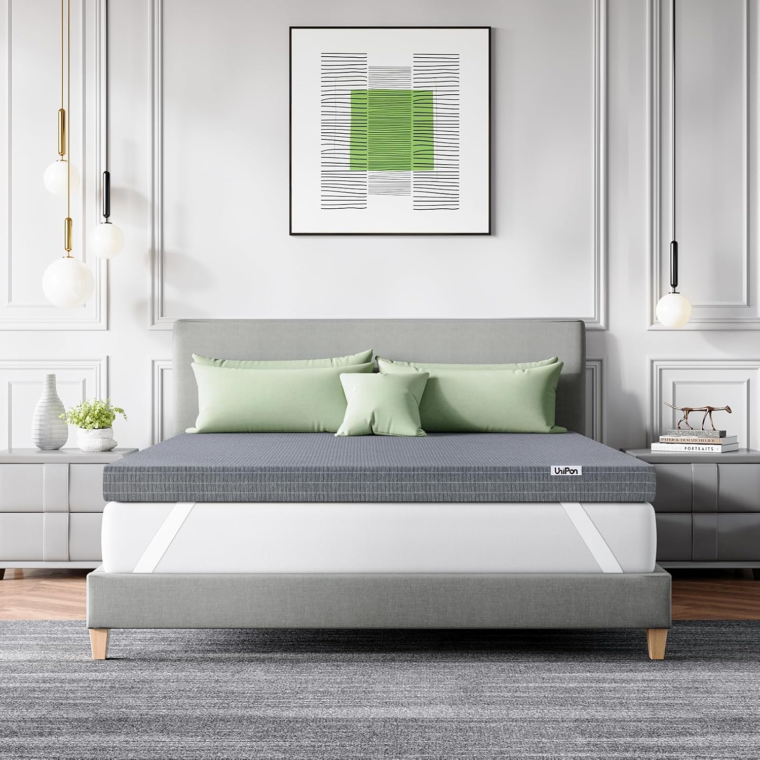 3 Inch Extra Firm Queen Mattress Topper with Cooling Gel & Bamboo Charcoal, Extra Firm Queen Memory Foam Mattress Topper for Pain Pressure Relief