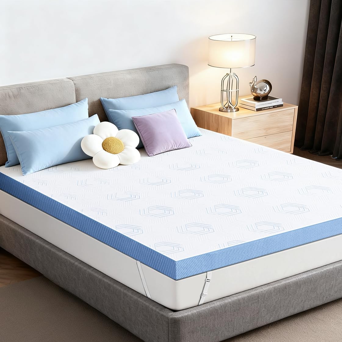 Extra Firm Mattress Topper Full: 3 Inch High Density Bed Topper, Extra Support Mattress Pad for Back Pain Relief, Breathable Washable Cover with Anti-Slip Straps