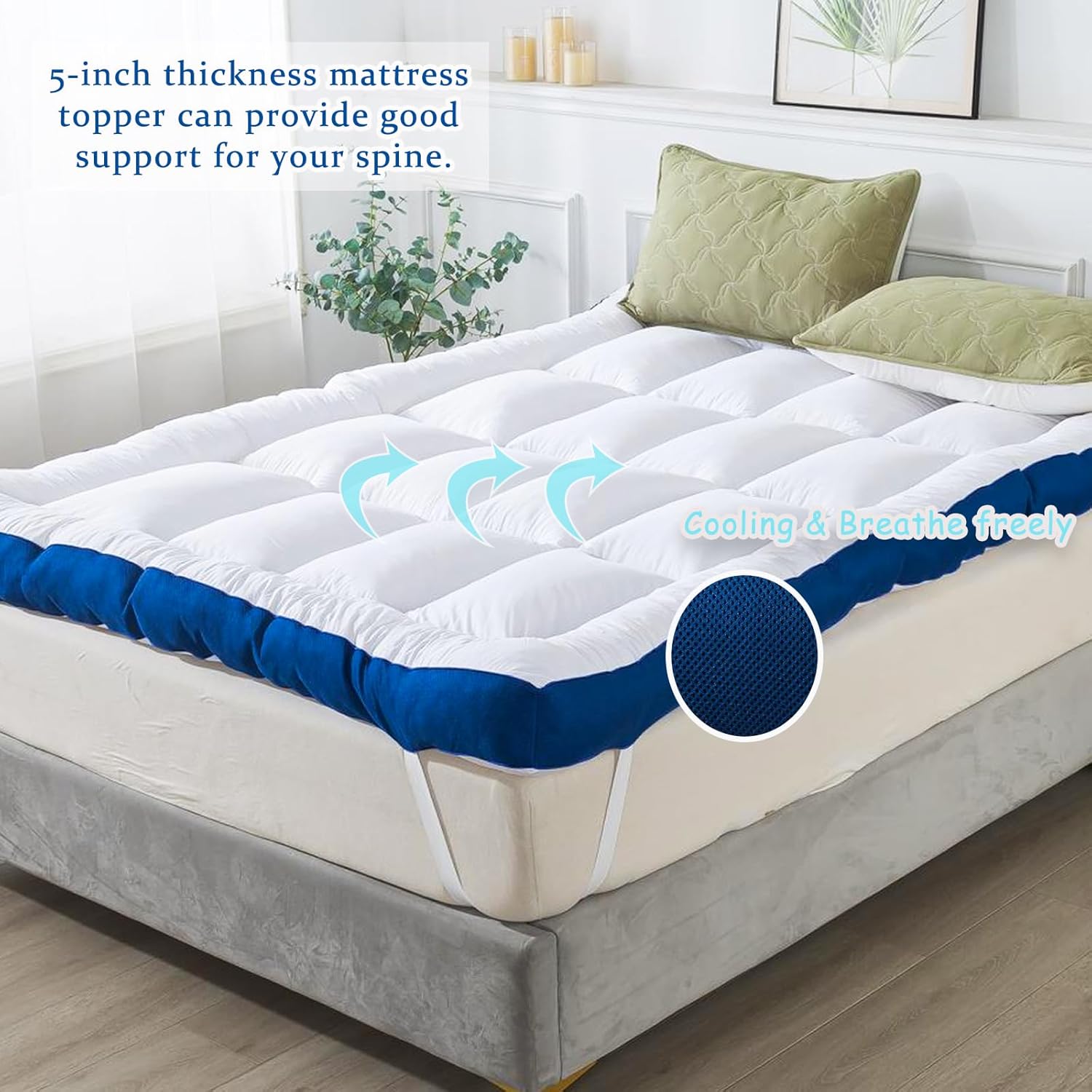 5 Inch Twin Mattress Topper for Back Pain Relief, Filled with Breathable & Soft Memory Foam Pillow Top,4 Elastic Straps
