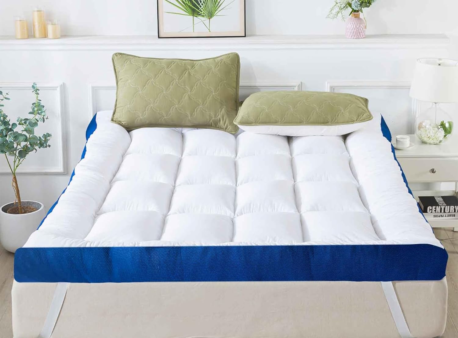 5 Inch Twin Mattress Topper for Back Pain Relief, Filled with Breathable & Soft Memory Foam Pillow Top,4 Elastic Straps