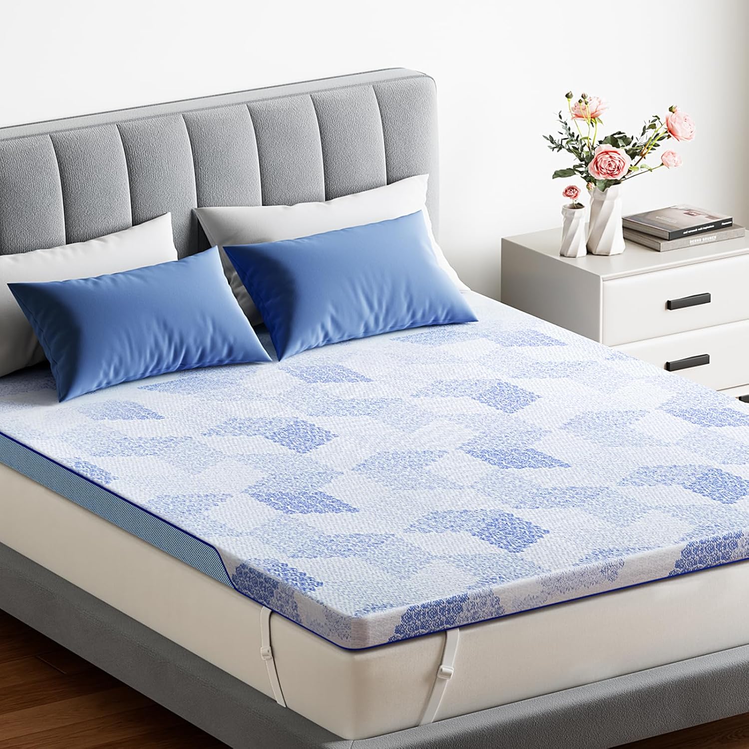 Supportive Medium-Firm Mattress Topper Queen- 3 Inch Memory Foam Bed Topper Made with CertiPUR-US&reg; Certified Foam,Cooling Bamboo Cover