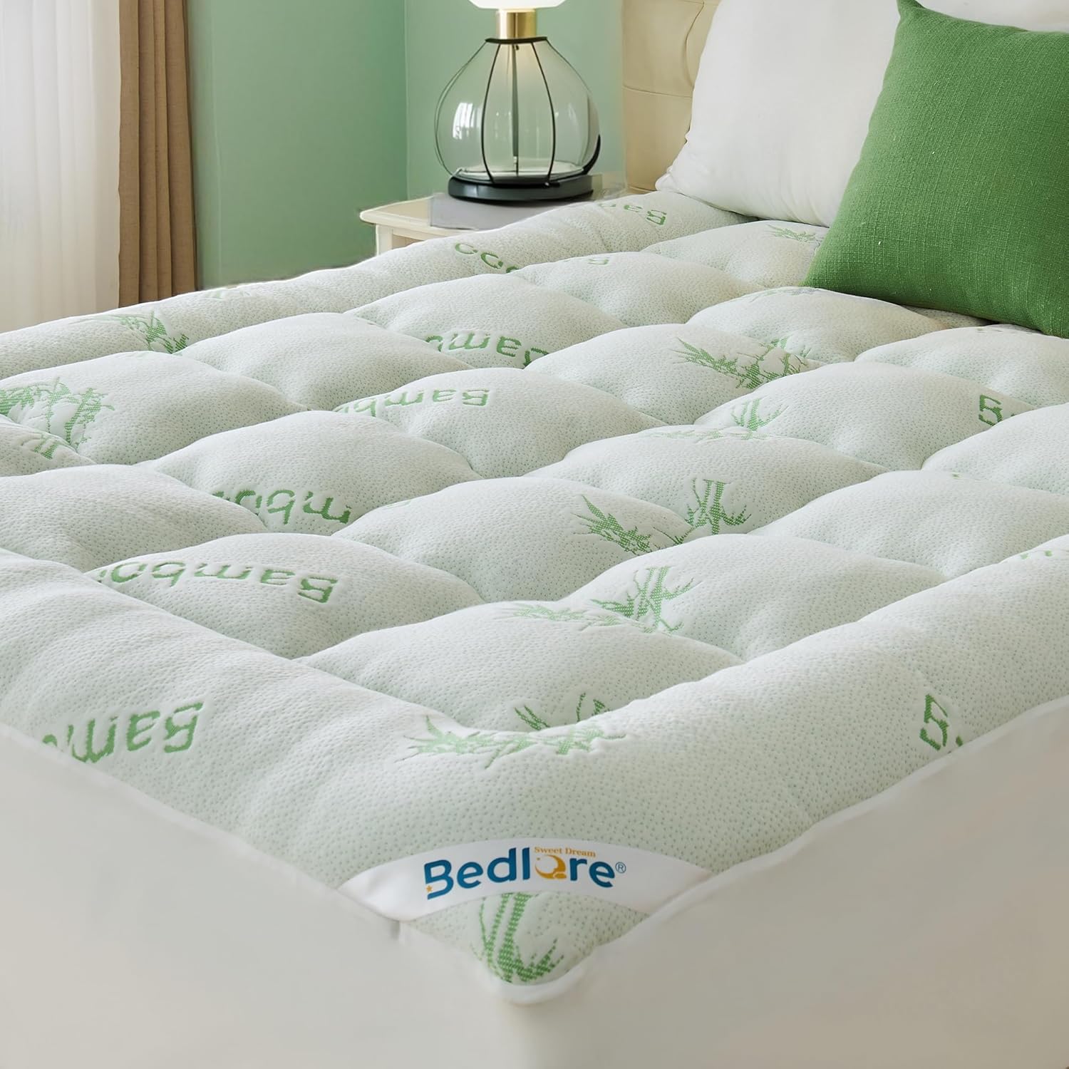 Full Size Mattress Topper Viscose Derived from Bamboo, Thick Pillow Top Mattress Pad with Stretchable Pockets for 6-15 inches Mattress, Breathable Mattress Topper for Back Pain Relief