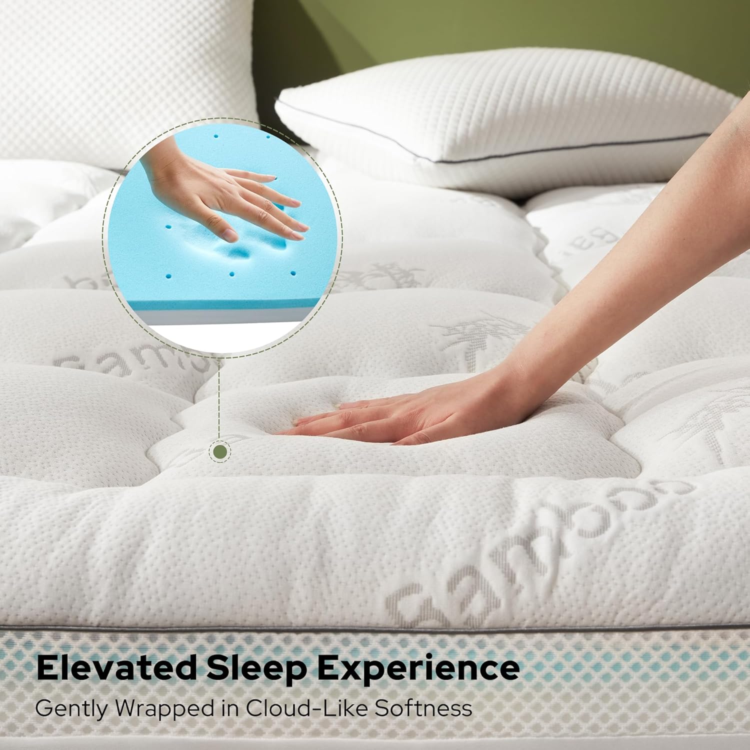 4 Inch Memory Foam Mattress Topper Full,2-in-1 Dual Layer Design (2" Gel Memory Foam + 2" Plush Pillow Top Cover) Mattress Topper Medium-Firm,Pressure Relief & Back Pain Support(Dark Gray)