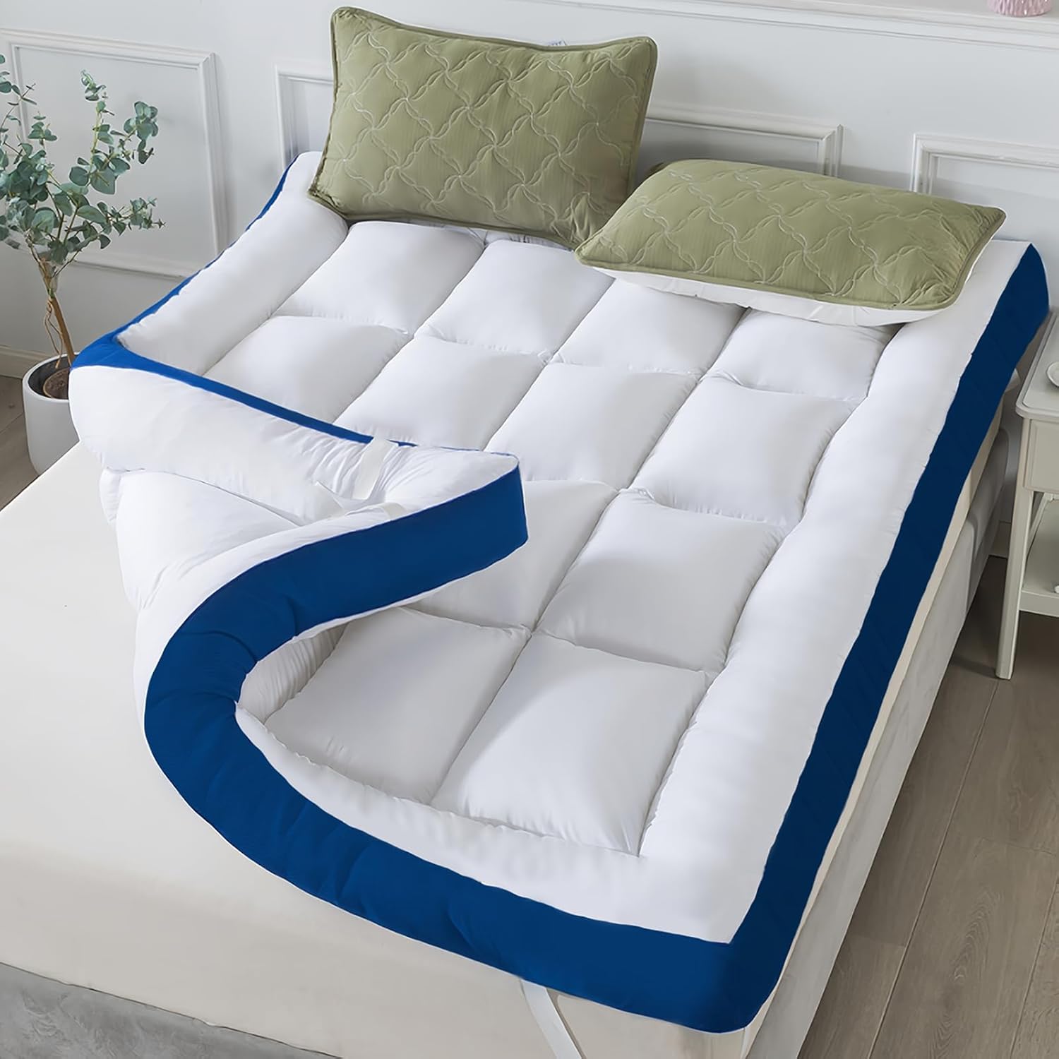 5 Inch Twin Mattress Topper for Back Pain Relief, Filled with Breathable & Soft Memory Foam Pillow Top,4 Elastic Straps