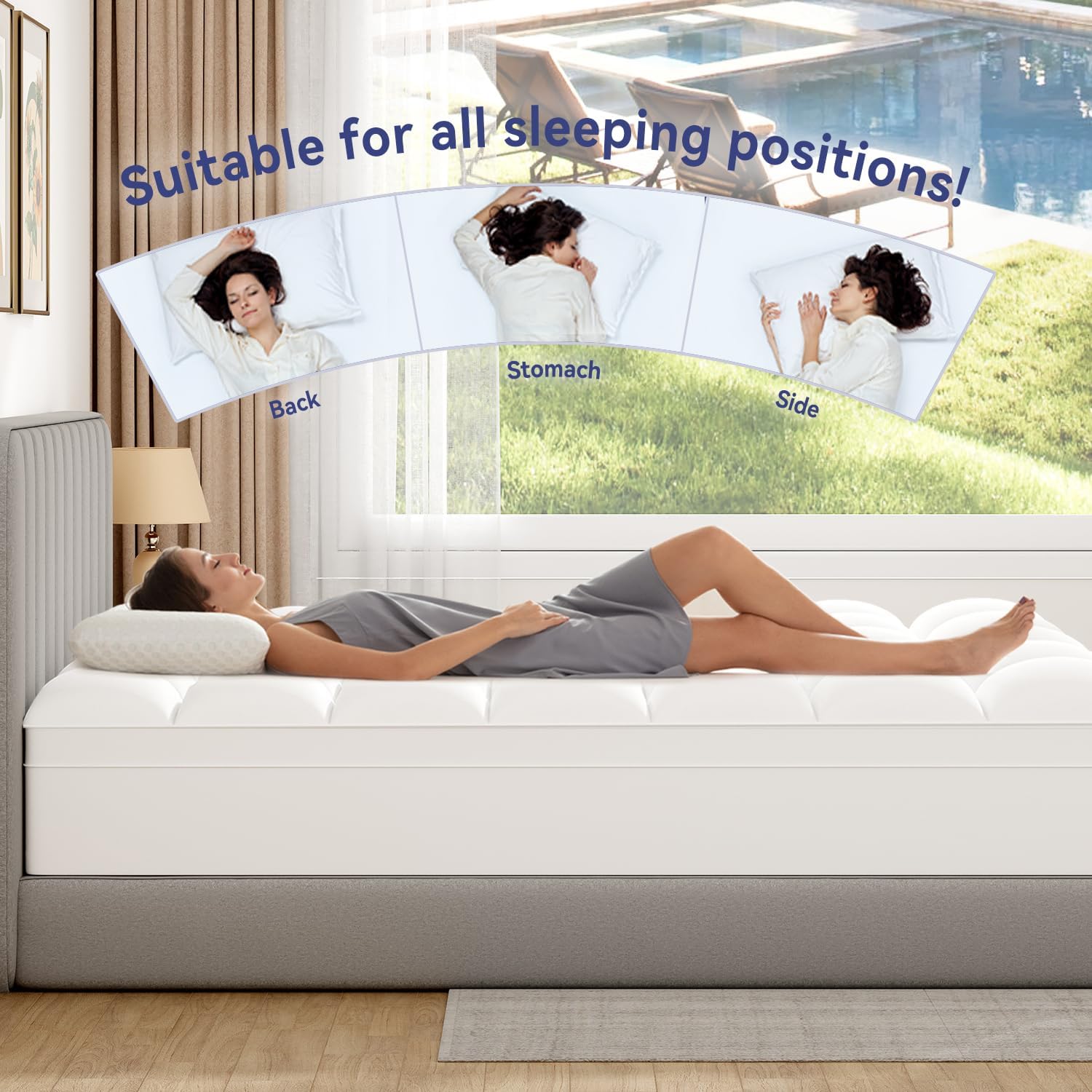 Full Mattress Topper for Back Pain, Extra Thick Mattress Pad Cover, Plush Soft Pillowtop with Elastic Deep Pocket, Overfilled Down Alternative Filling