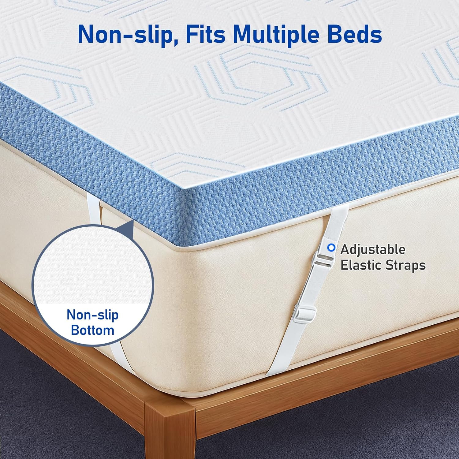 Extra Firm Mattress Topper Full: 3 Inch High Density Bed Topper, Extra Support Mattress Pad for Back Pain Relief, Breathable Washable Cover with Anti-Slip Straps