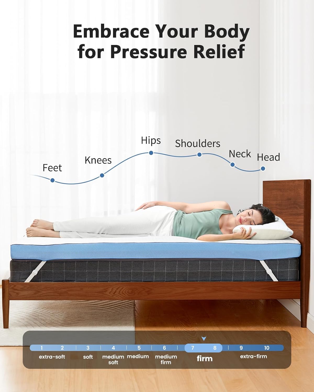 3 Inch Firm Mattress Topper Full Size, Cooling Gel-Infused & Bamboo Charcoal Memory Foam Bed Topper for Pressure Relief, High-Density Mattress Pad with Removable Cover
