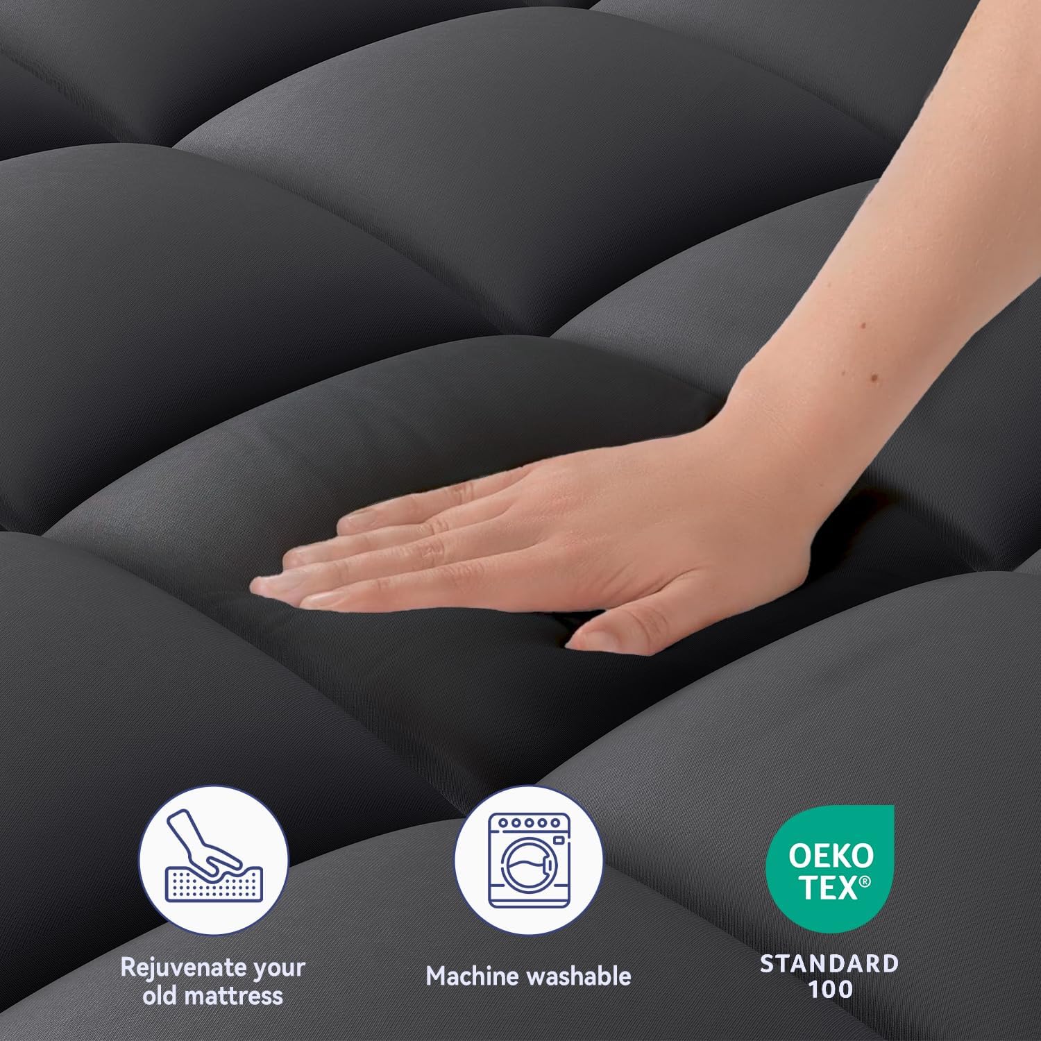 Full Mattress Topper for Back Pain, Extra Thick Mattress Pad Cover, Plush Soft Pillowtop with Elastic Deep Pocket, Overfilled Down Alternative Filling