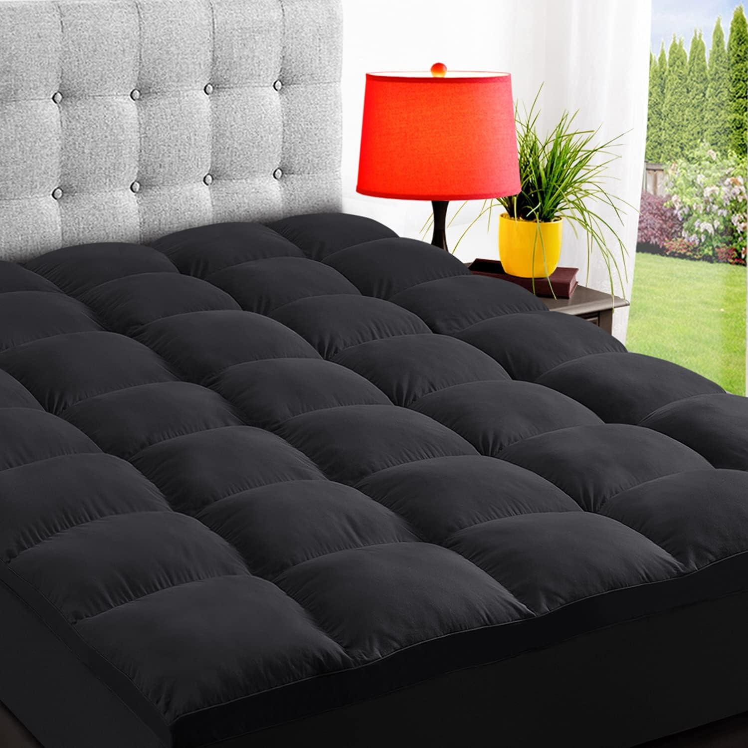 Full Mattress Topper for Back Pain, Extra Thick Mattress Pad Cover, Plush Soft Pillowtop with Elastic Deep Pocket, Overfilled Down Alternative Filling