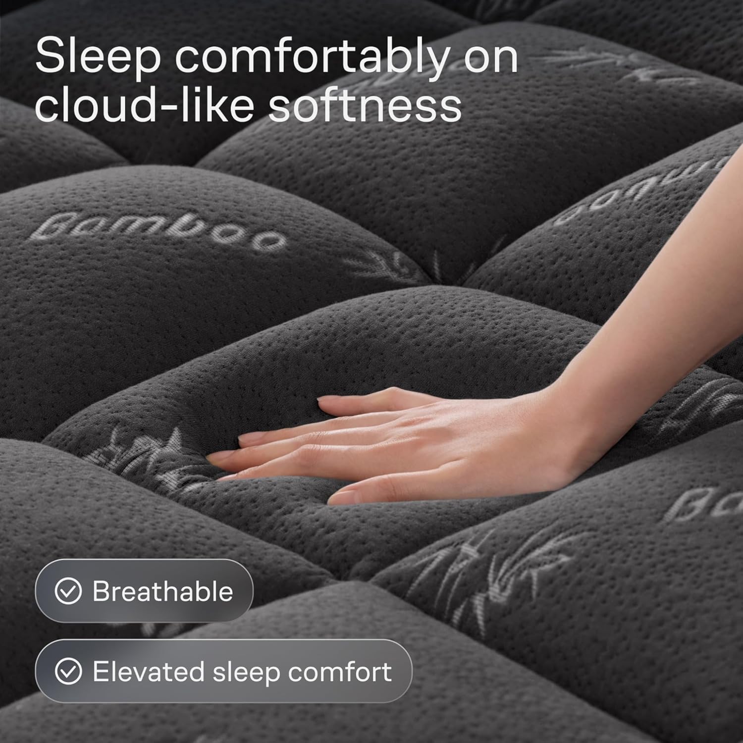 Ultra Soft Queen Size Mattress Topper - Viscose Made from Bamboo Pillow Top Mattress Pad for Back Pain Relief - Naturally Cooling for Hot Sleepers, fits 6-18" Mattress, 600GSM, Green