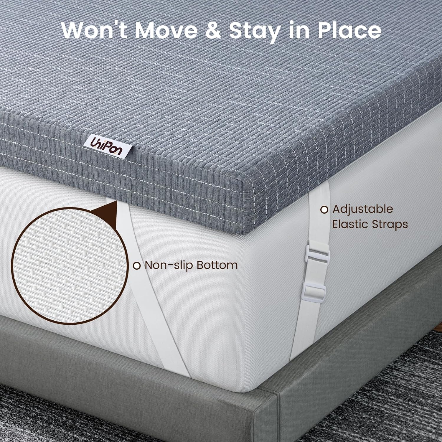 3 Inch Extra Firm Queen Mattress Topper with Cooling Gel & Bamboo Charcoal, Extra Firm Queen Memory Foam Mattress Topper for Pain Pressure Relief