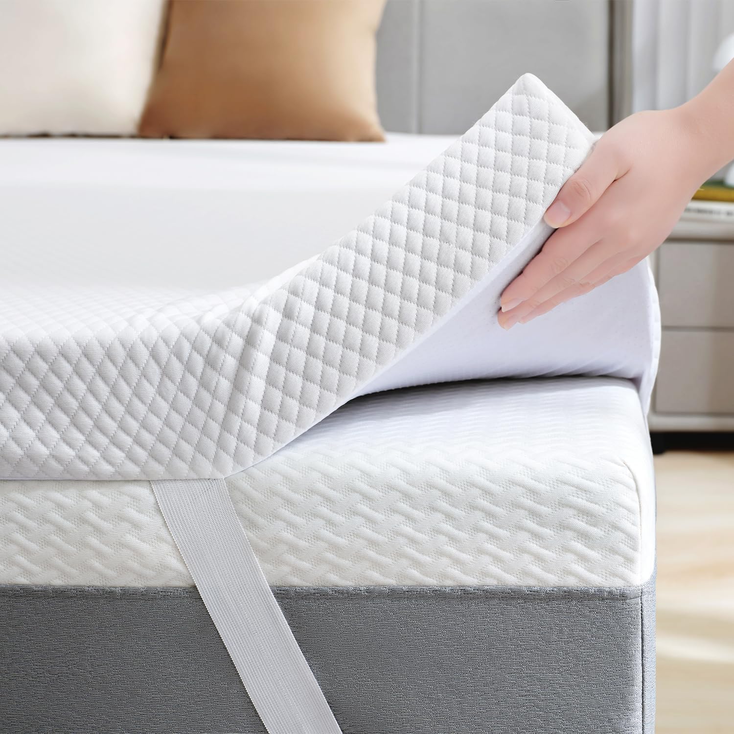 3 Inch Gel Memory Foam Mattress Topper Full Size, Ventilated High Density Pad for Back Pain, Bed Topper with Removable Soft Cover