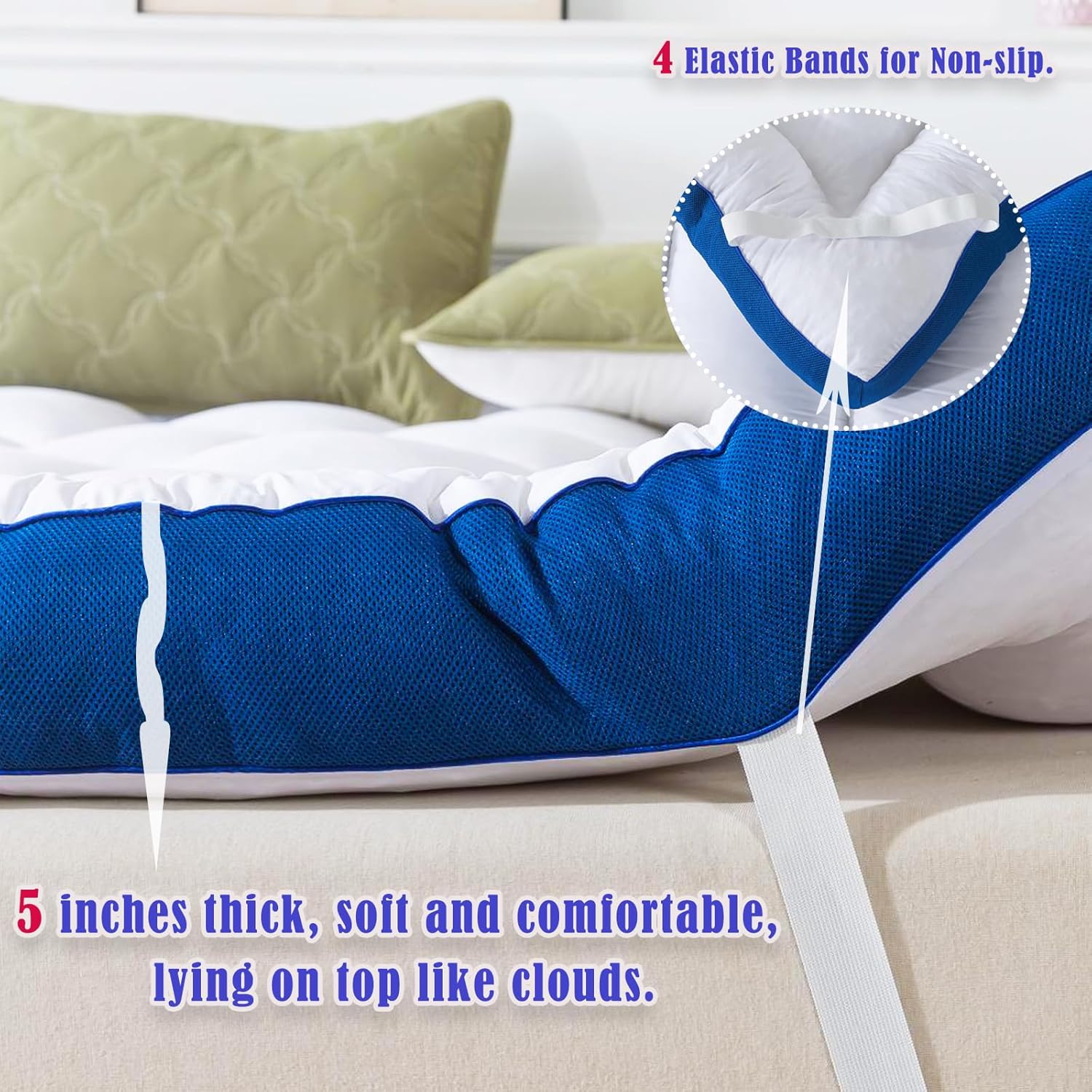 5 Inch Twin Mattress Topper for Back Pain Relief, Filled with Breathable & Soft Memory Foam Pillow Top,4 Elastic Straps