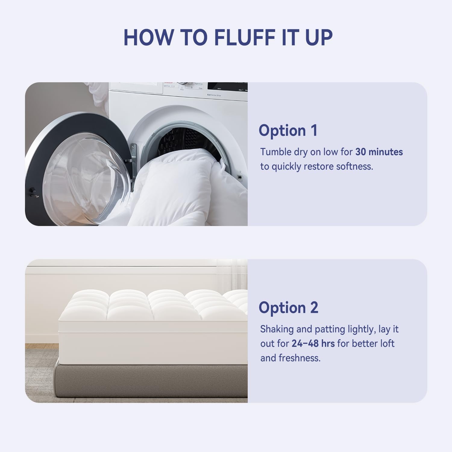 Full Mattress Topper for Back Pain, Extra Thick Mattress Pad Cover, Plush Soft Pillowtop with Elastic Deep Pocket, Overfilled Down Alternative Filling