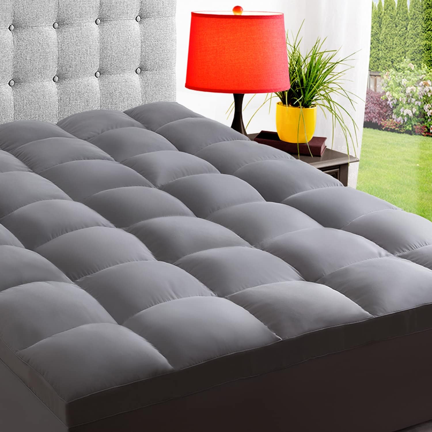 Full Mattress Topper for Back Pain, Extra Thick Mattress Pad Cover, Plush Soft Pillowtop with Elastic Deep Pocket, Overfilled Down Alternative Filling